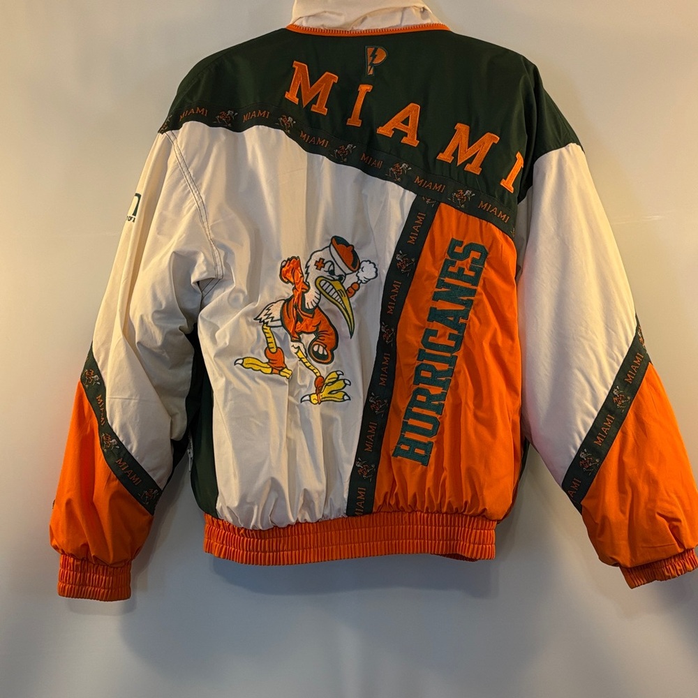 Miami Hurricanes Vintage Pro Player Green and Orange Varsity Jacket. - Picture 5 of 11